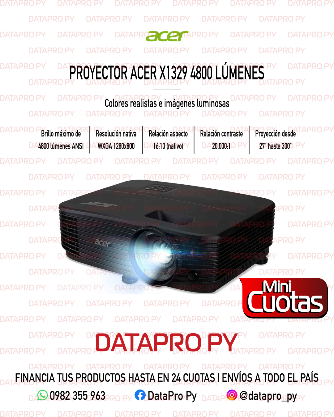 Proyector Acer X1329 4800 Lúmenes